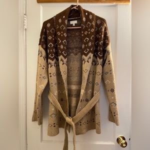 Lucky brand Aztec boho open cardigan size large